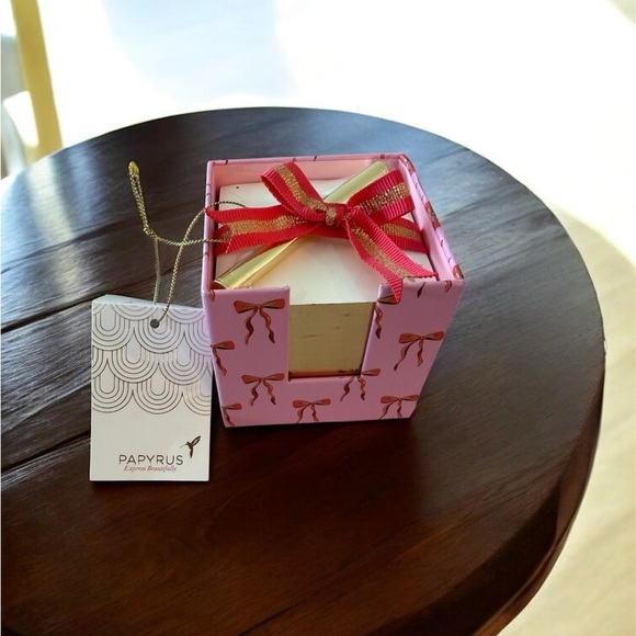 Papyrus Pink 600 page Note Box with Red Ribbon and gold pen NWT - Picture 1 of 5